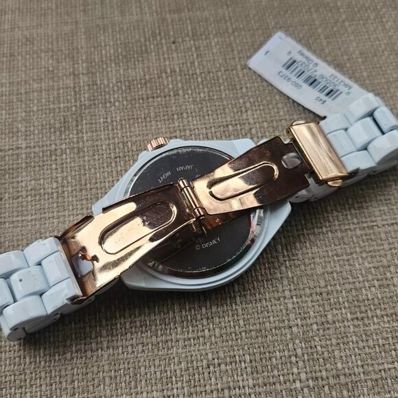 Minnie Mouse Disney Wristwatch White Band Crystals Accent Bezel Analog Watch - Picture 10 of 11